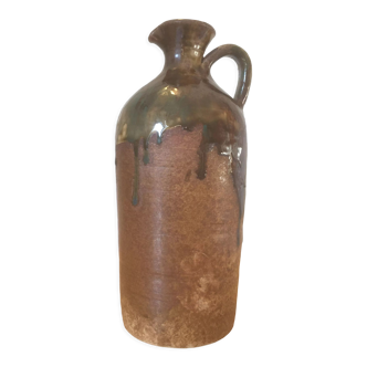 Bottle, pitcher, pottery, stoneware, folk art, vintage