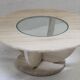 Double table travertine and glass