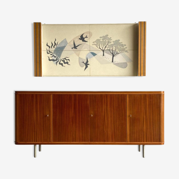 Sideboard and Matching Decorative Art Piece from the Ocean Liner "SS Rotterdam" 1950’s