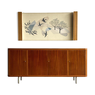 Sideboard and Matching Decorative Art Piece from the Ocean Liner "SS Rotterdam" 1950’s