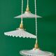 Vintage triple suspension lampshade in white opaline.