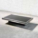 Table basse italienne en aluminium brossé, années 1970