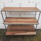 Wrought iron shelf, 3 walnut shelves