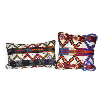 Set of 2 vintage kilim cushion covers 41x41 cm