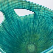 Accolay vase signed J C in brown and blue ceramic, France, vintage design 1960.
