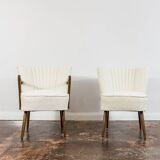 Pair of white cream boucle chairs, 1950s