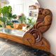 Art Deco black marble sideboard and vintage beveled mirror