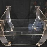 Vintage plexiglass trolley, david lange table on wheels