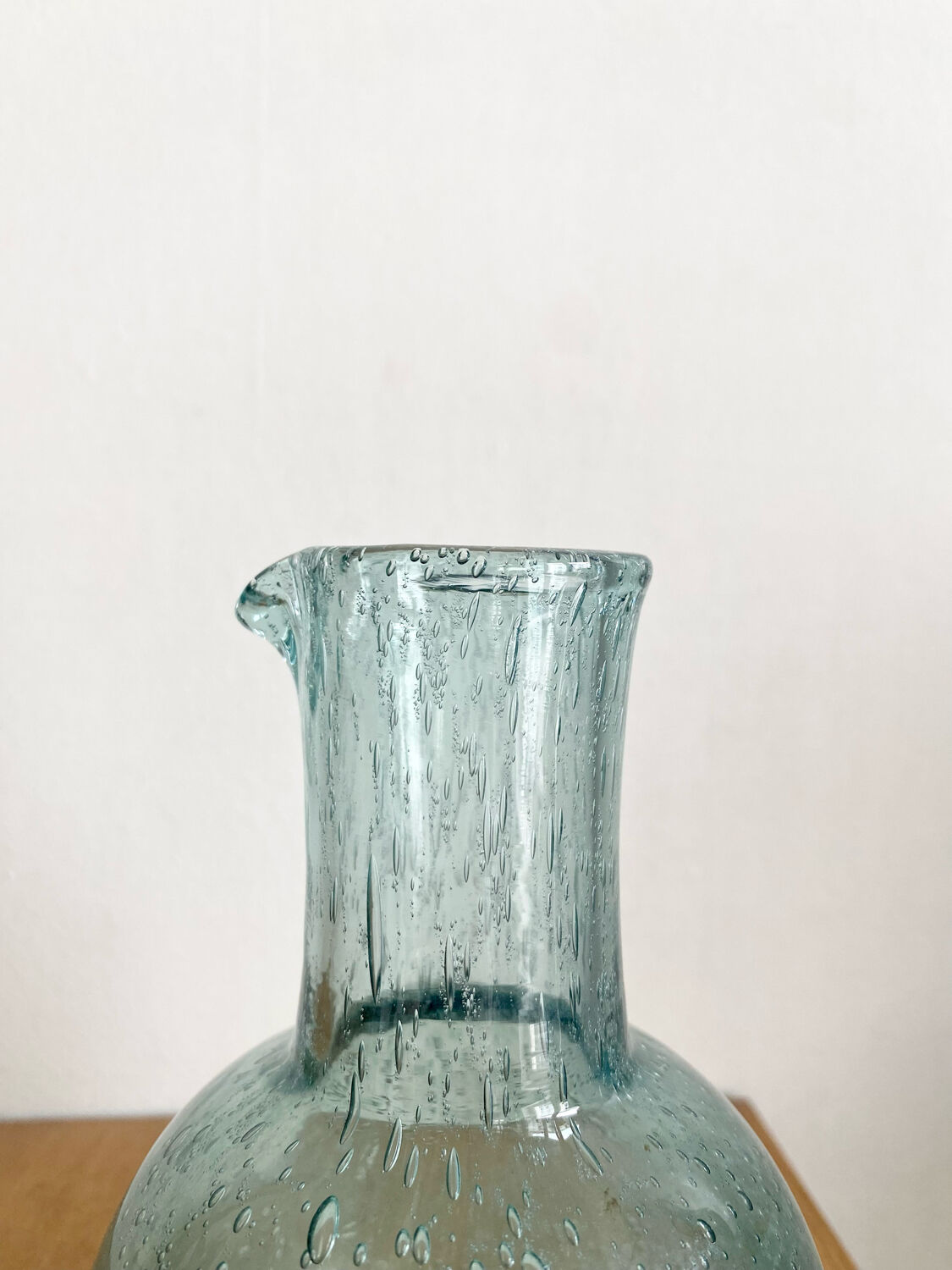 Blue bubbled glass decanter