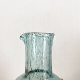 Blue bubbled glass decanter