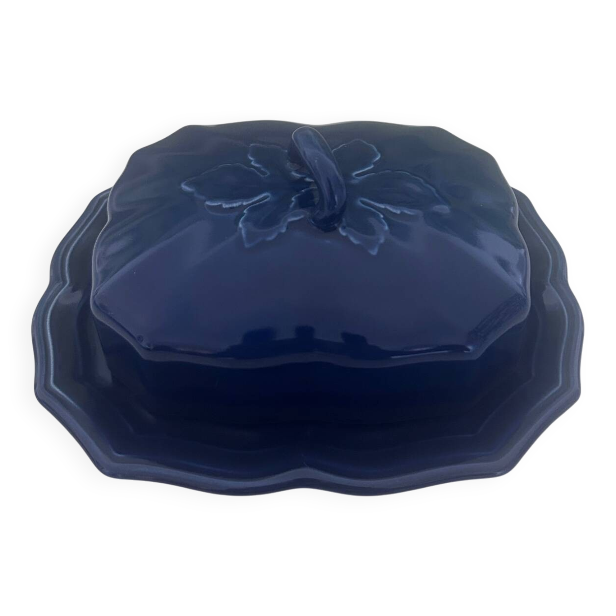 Blue Provençal butter dish