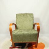 Fauteuil Art déco en jacquard géométrique vert par Kropacek Kozelek 1950