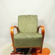 Art Deco armchair in green geometric jacquard by Kropacek Kozelek 1950