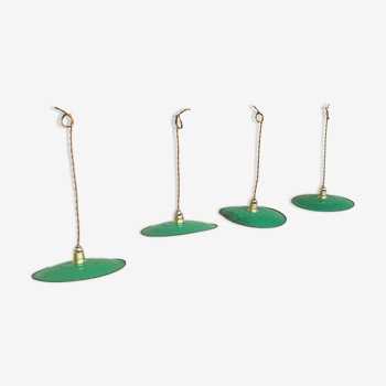 Quatuor de suspensions vintage verte et blanche style ferme indus vintage