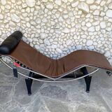 LC4 brown leather by Le Corbusier, Jeanneret & Perriand, Cassina, 1980
