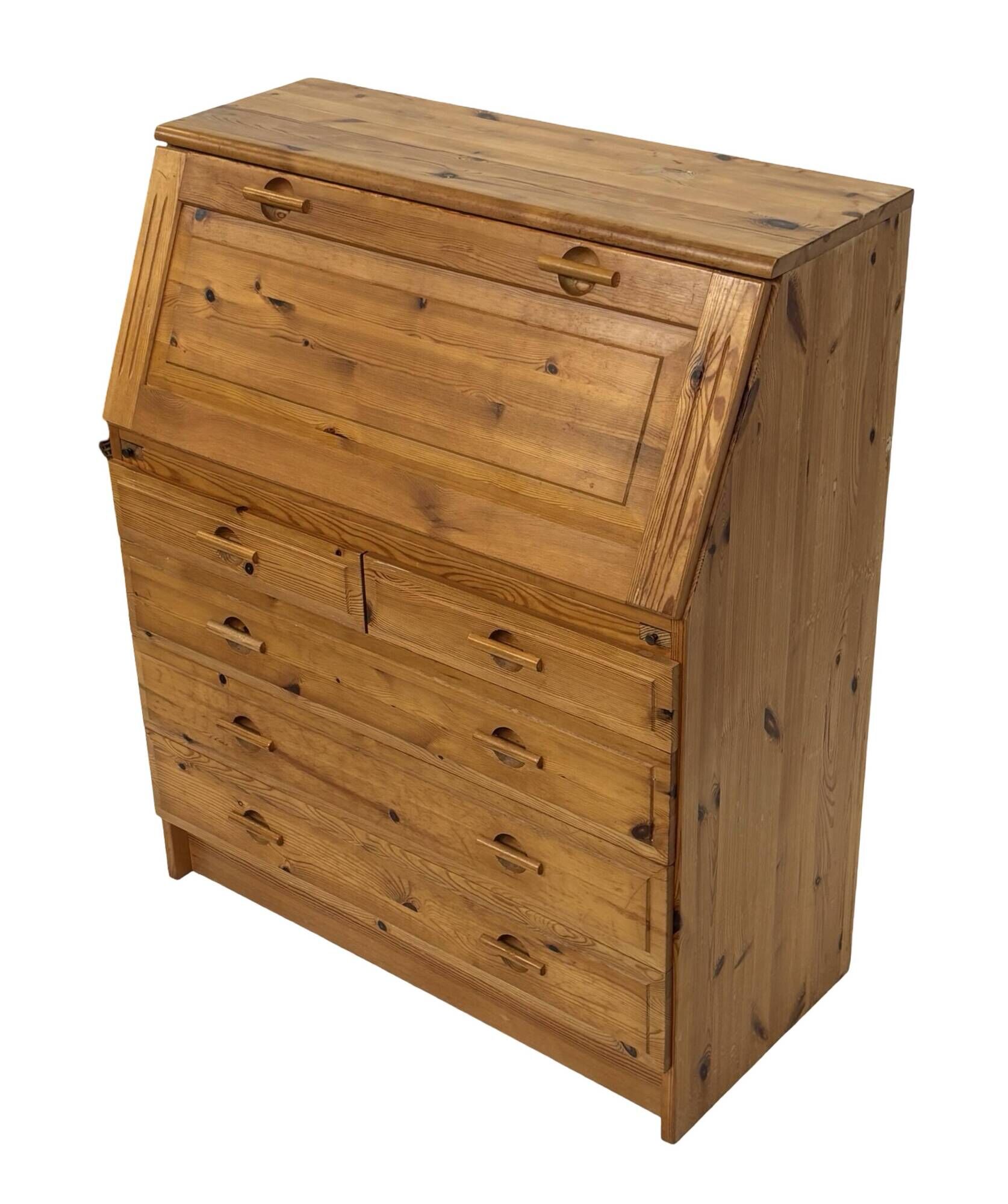 Vintage pine secretaire workstation desk, 1980s design