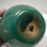 Green Cased Alga Glass Vase with Gold Leaf by Tomaso Buzzi for Venini