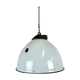 Industrial grey enamel factory lamp with cast iron top, 1960s