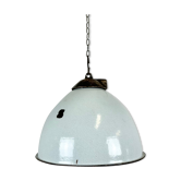 Lampe d’usine en émail gris industriel avec dessus en fonte, années 1960