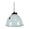 Industrial grey enamel factory lamp with cast iron top, 1960s
