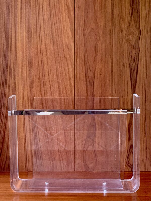 Porte-revues en plexiglas & laiton par David Lange,  1970´s