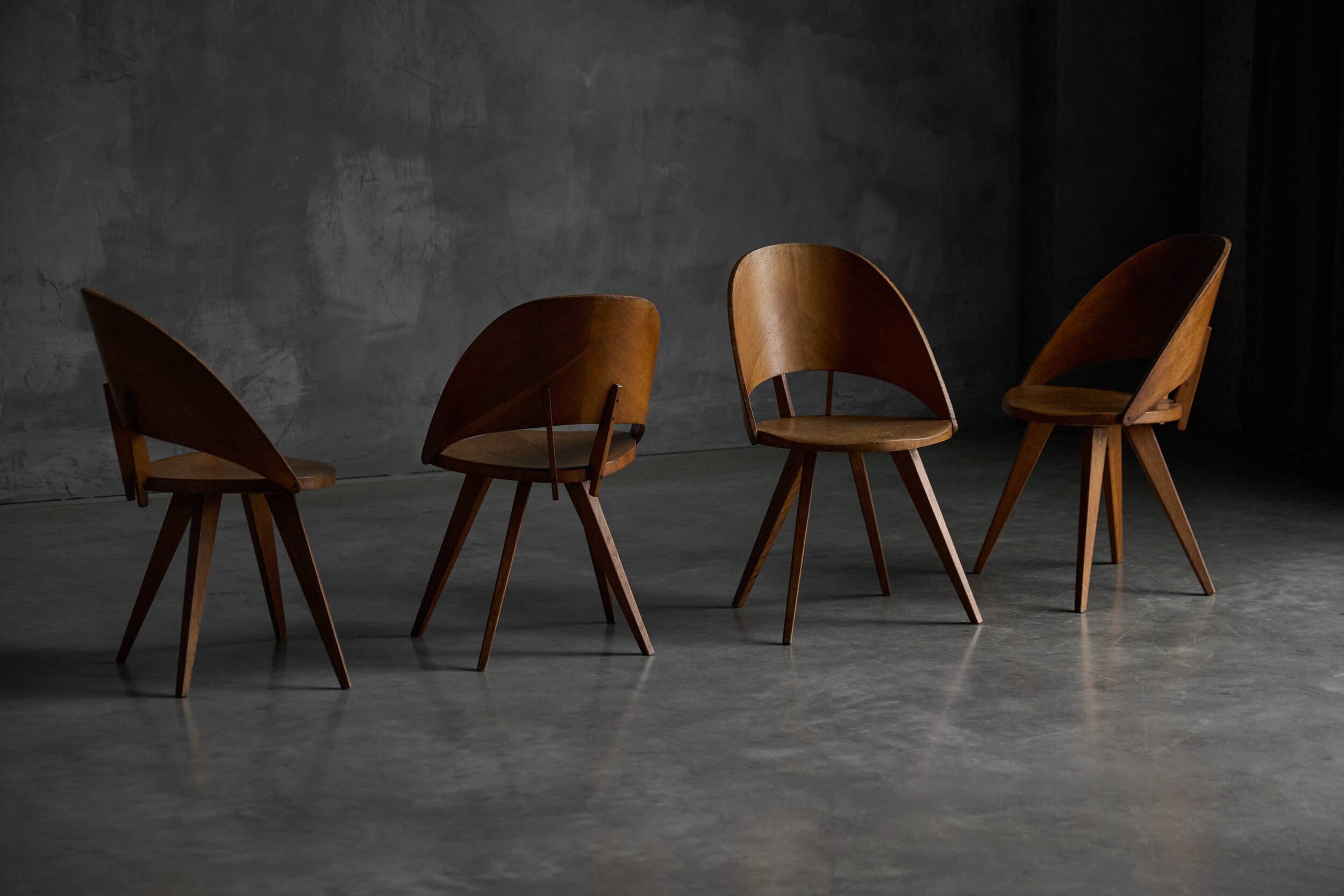 Chaises de salle à manger en contreplaqué, Italie, années 1950
