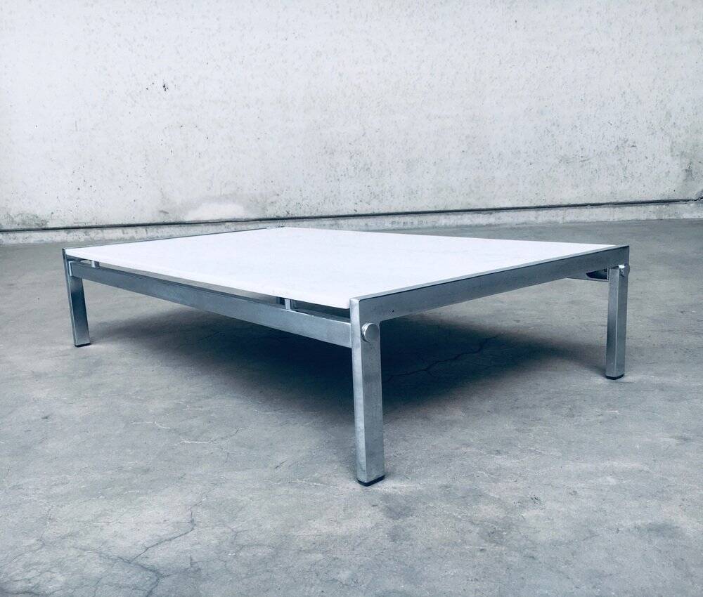 Postmodern Italian Carrara Marble Low Coffee Table, 1970s