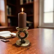Vintage Brutalist Candle Holder in Solid Brass – Mid-Century Modern Design