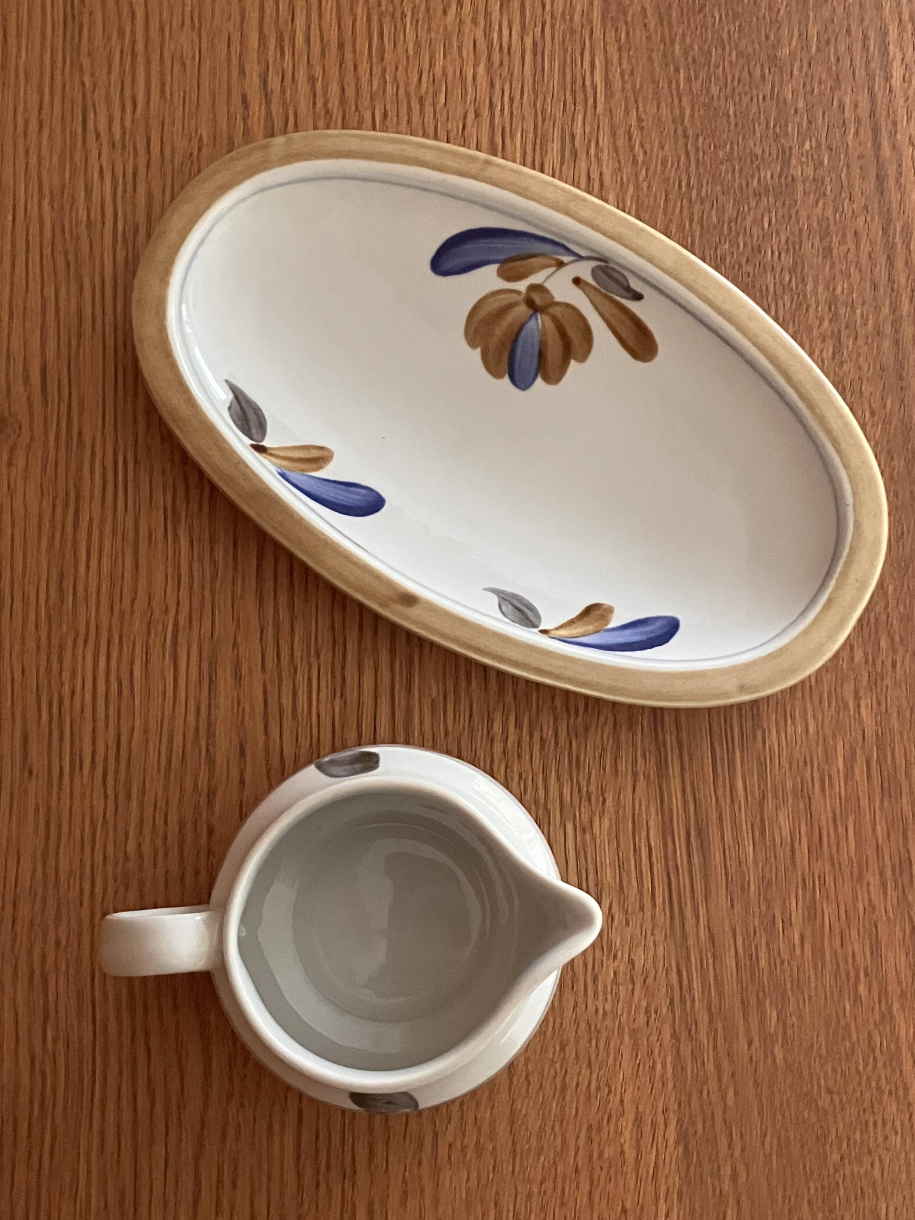 Milk jug and dish Boch Belgium La Louvière Keramis 1970s