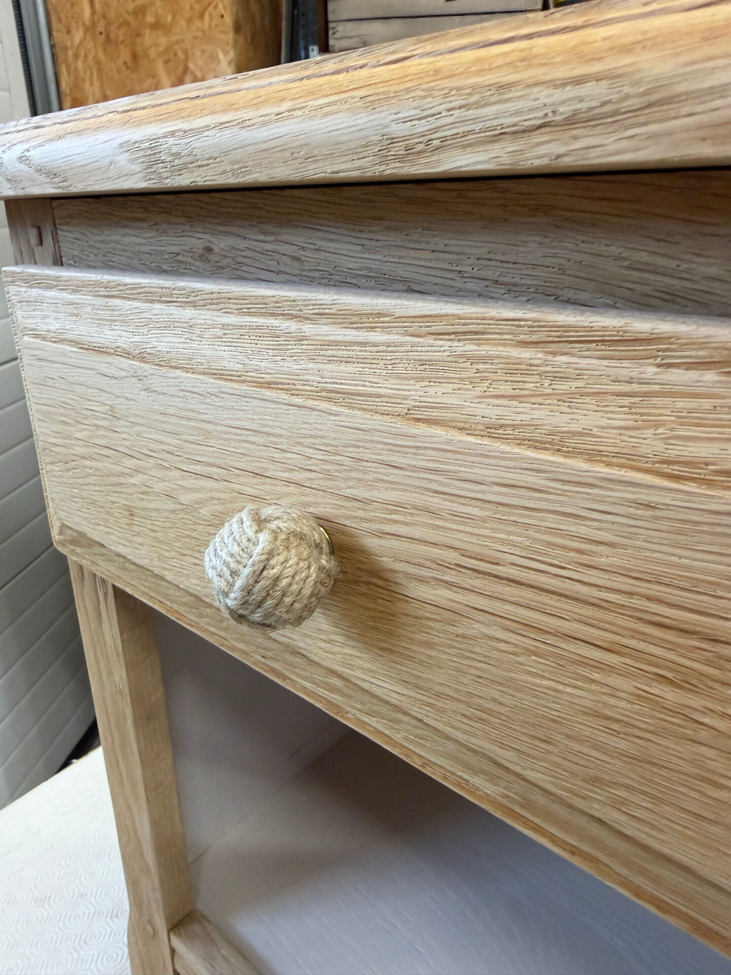 Solid oak bedside table