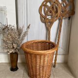 Vintage rattan paper basket