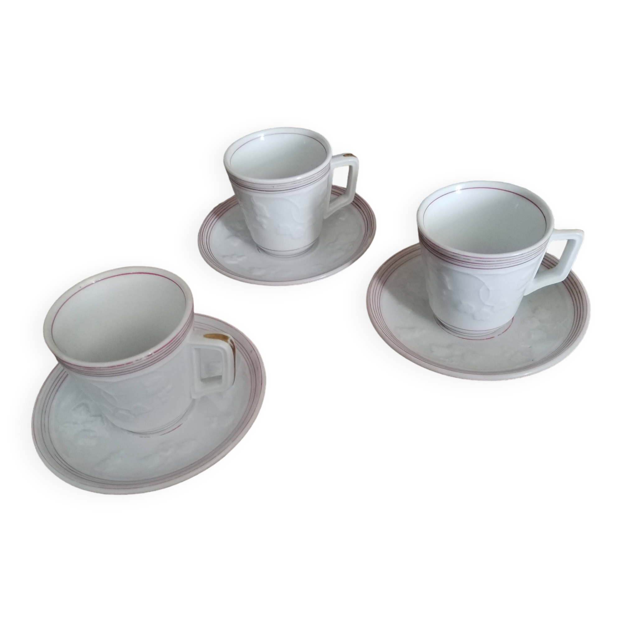 3 Napoleon III cups and saucers