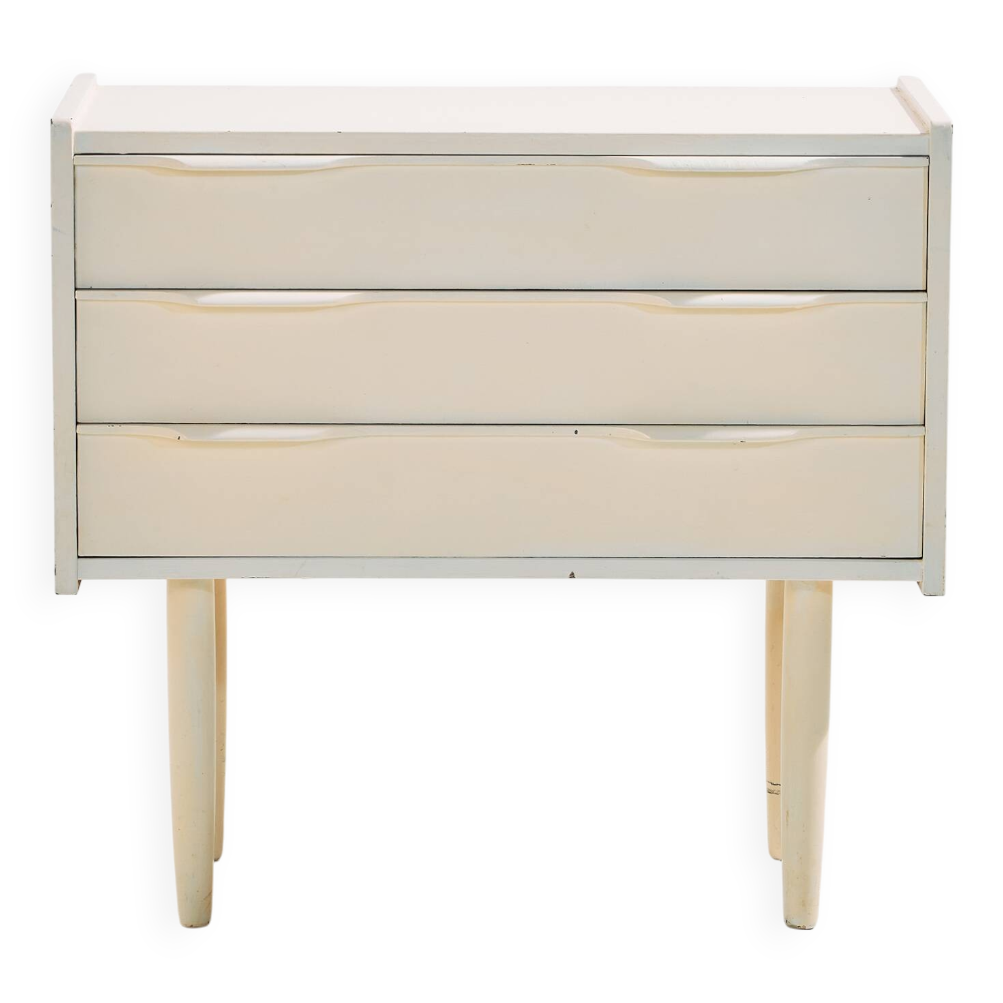 White painted nightstand with three drawers