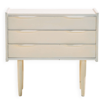 White painted nightstand with three drawers