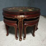 Antique Japanese coffee table with stools