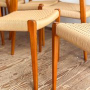 Set of 10 chairs 71 in teak by Niels O. Møller, JL Moller, Mid Century