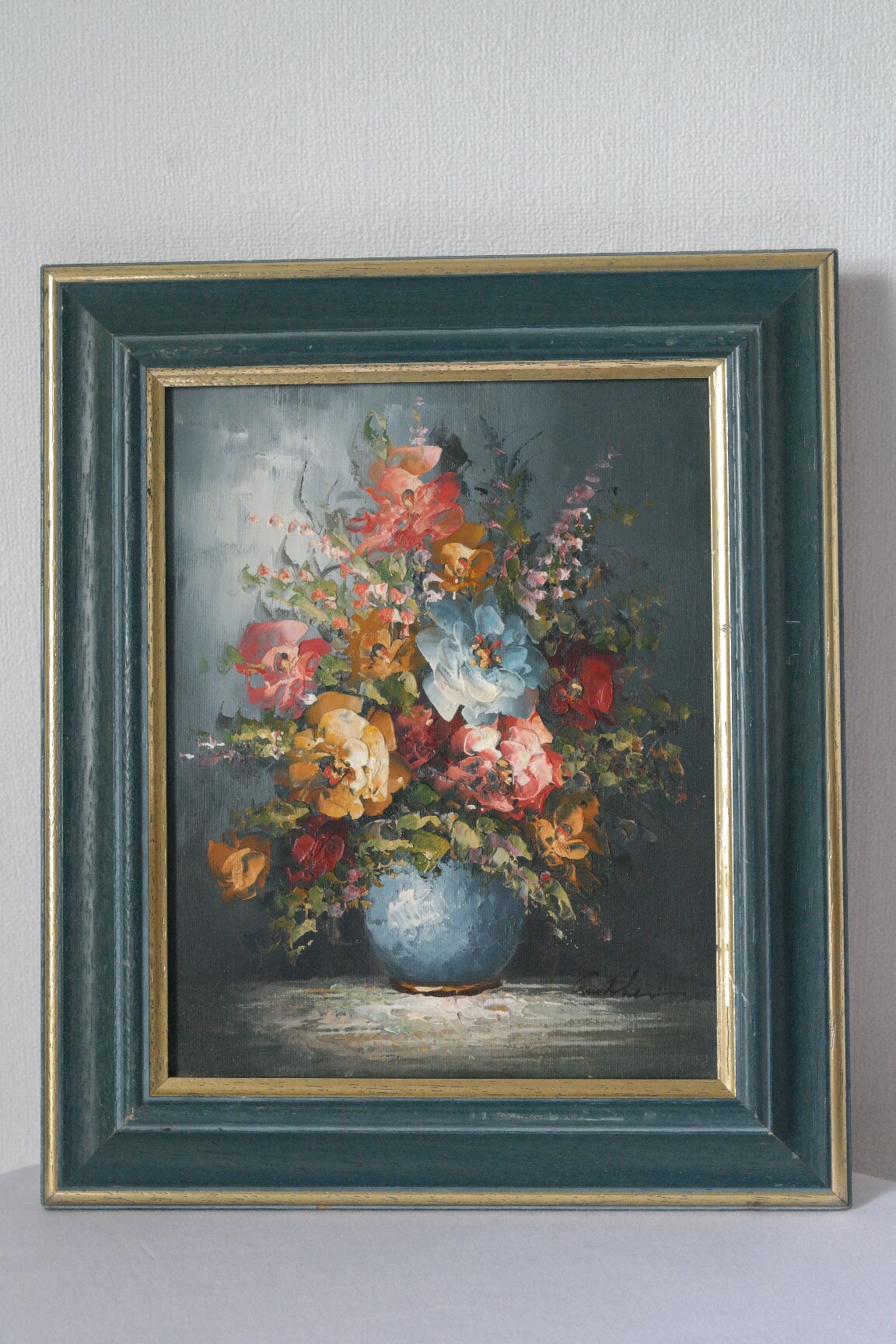Painting bouquet of flowers oil on canvas