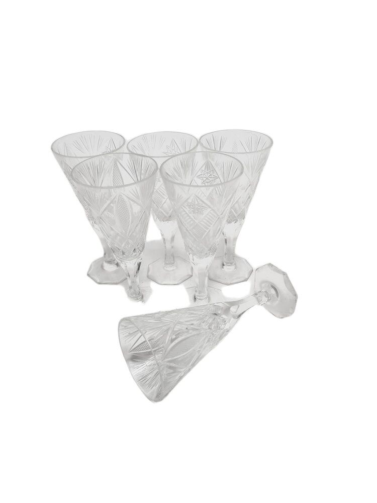 Art Deco Polish champagne glasses, 1900s, set of 6