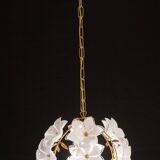 Set of 2 Murano Spherical Chandelier Full of White Flowers, 1980s