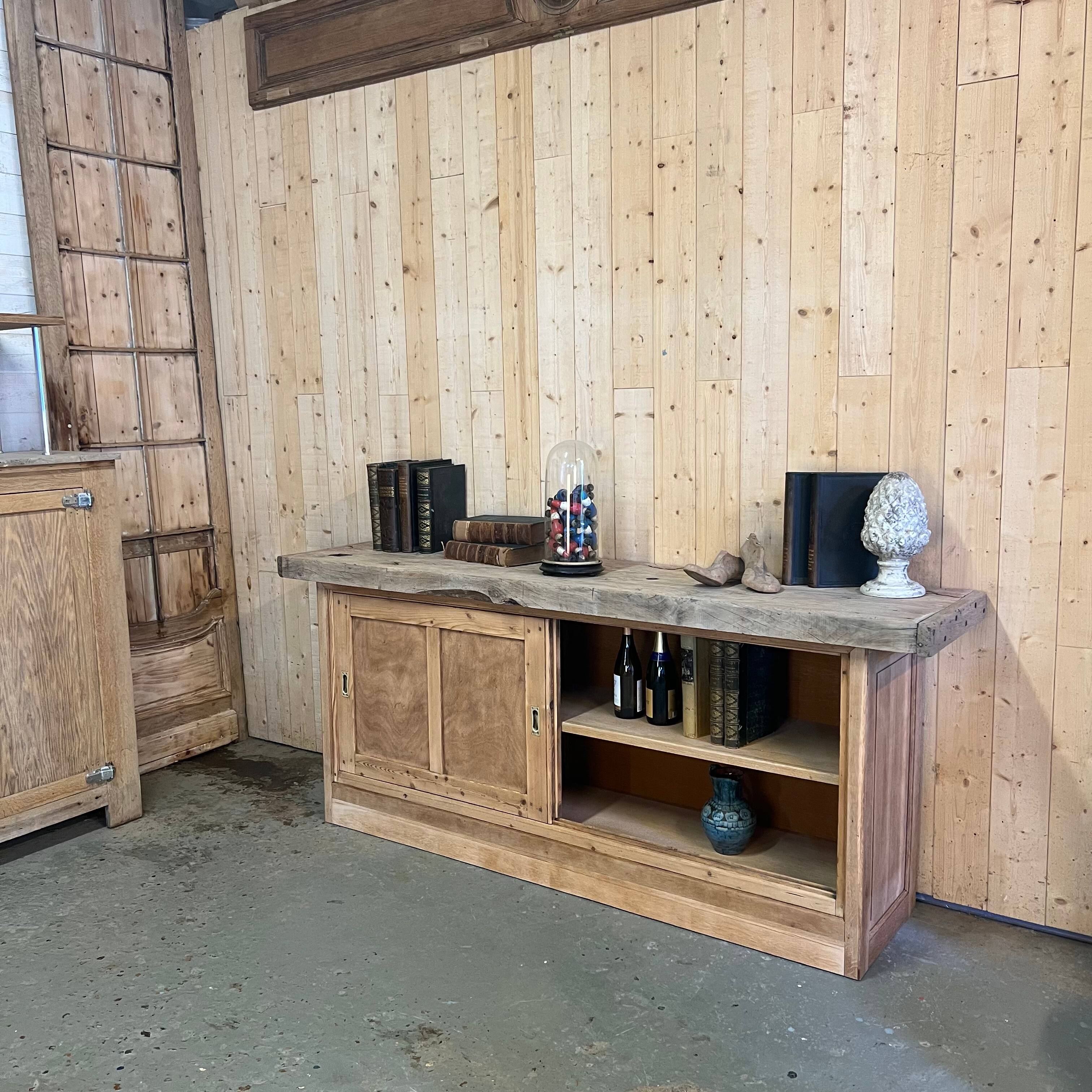 Workbench with sliding doors