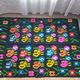 Kilim de laine florale, fond noir avec des fleurs colorées, réversible, Roumanie tissée à la main 235 x 160 cm