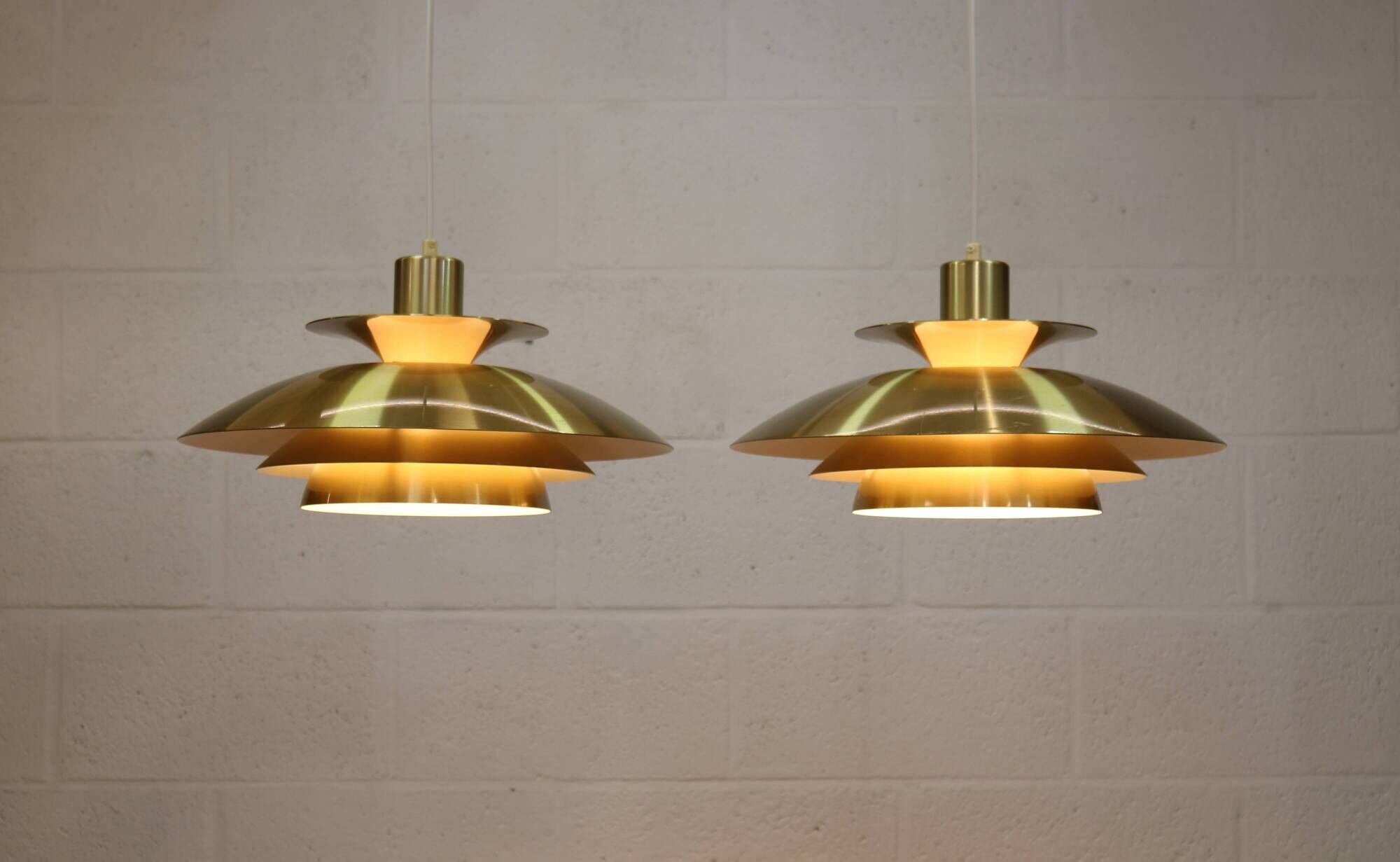 Rare golden pair of Danish design lamps  - great condition.