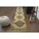 1970s Vintage Turkish Hand-Knotted Wool Cotton Yellow Runner Rug  74x383