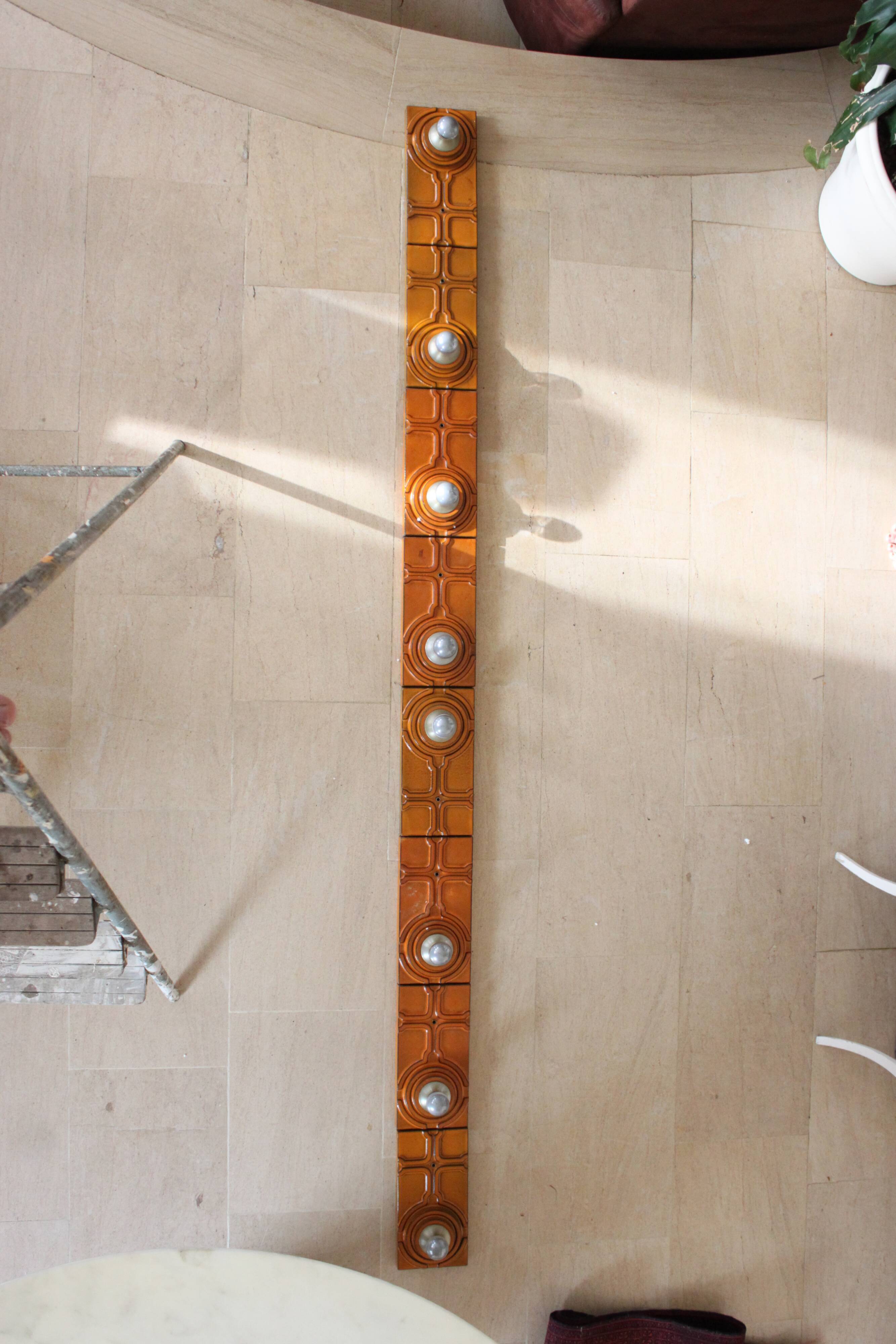 Series of 8 ceramic wall lamps 70s