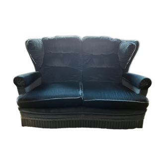 Vintage blue velvet sofa