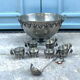 French pewter punch bowl set with 10 cups and ladle – grapevine Etain