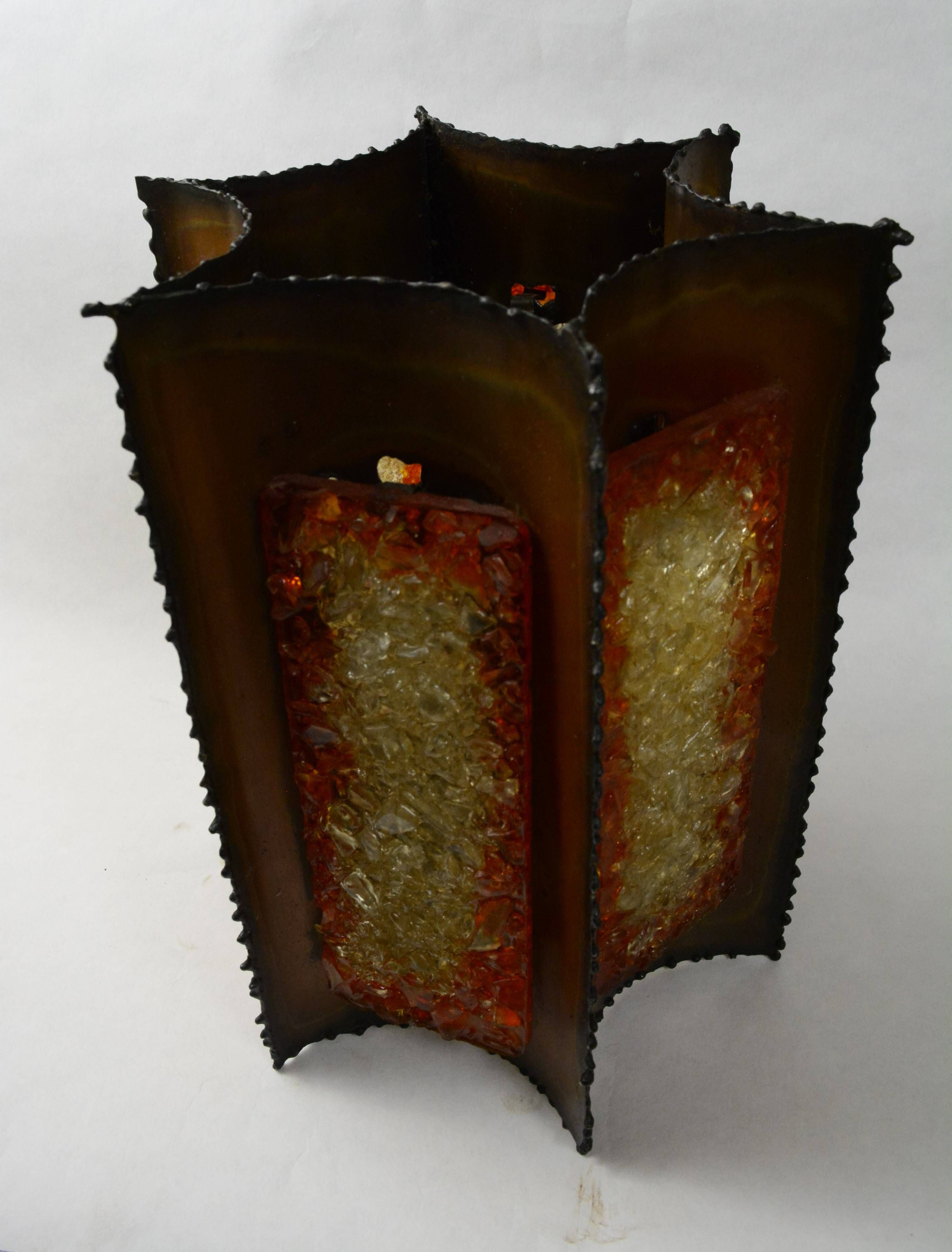 Brutalist design lamp in ceramic and metal - Accolay