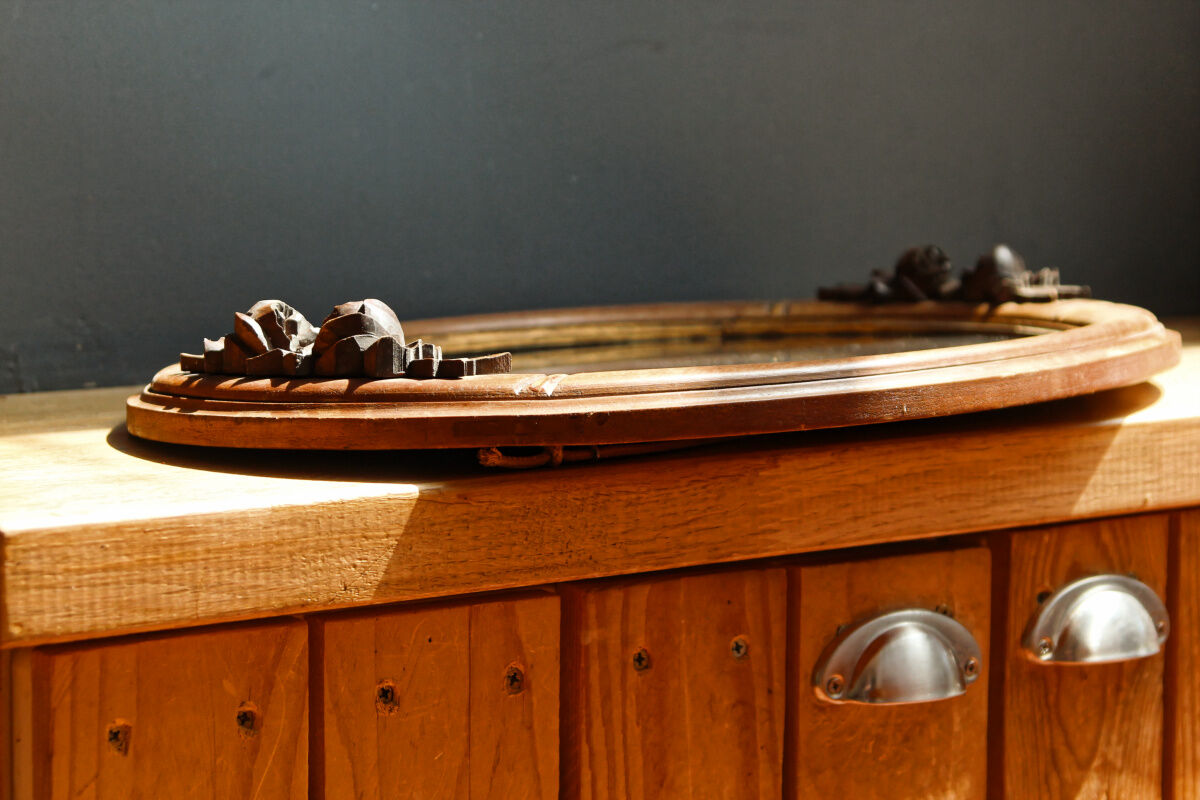 Oval art deco mirror