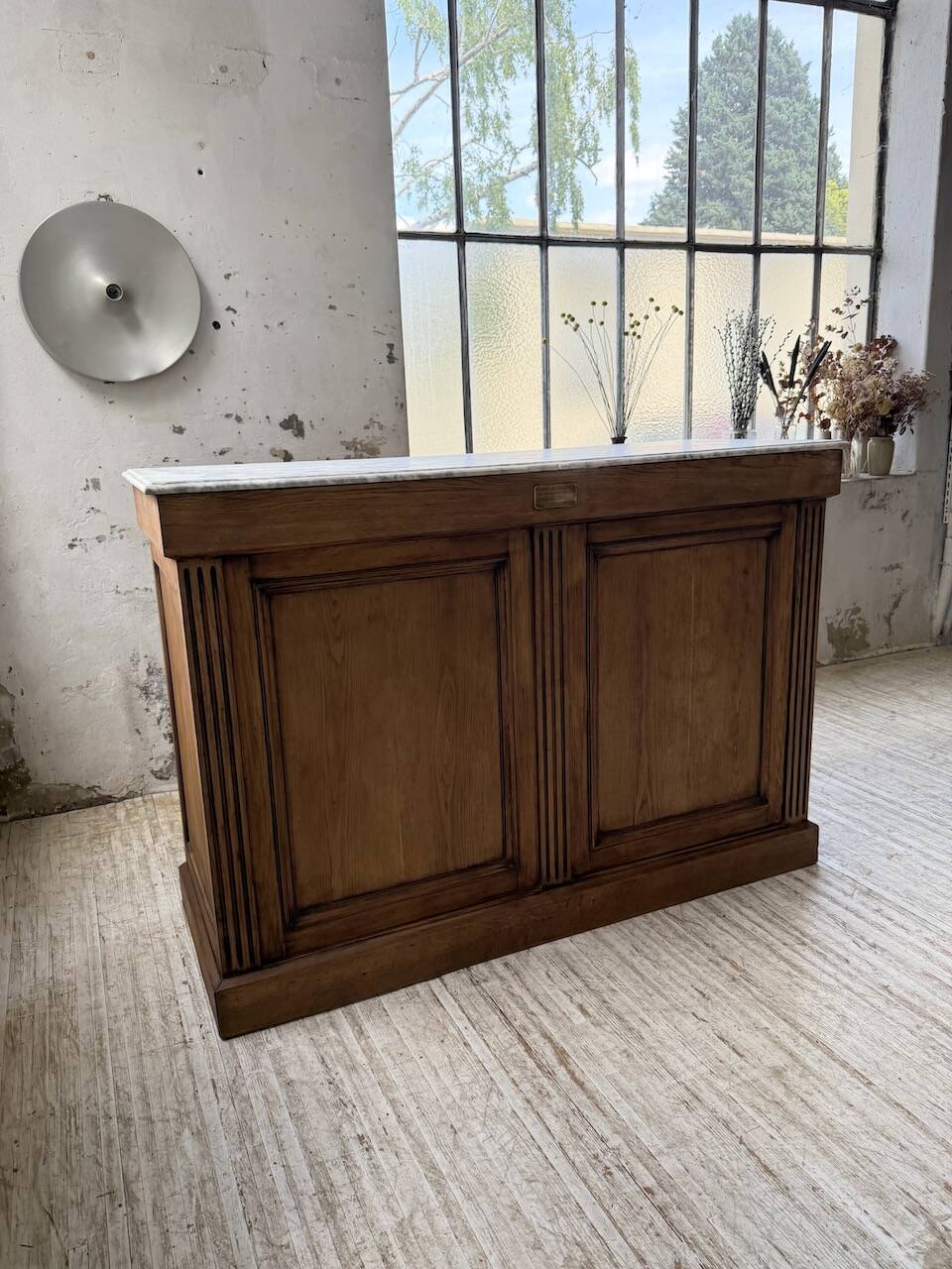 Oak and marble counter 1950