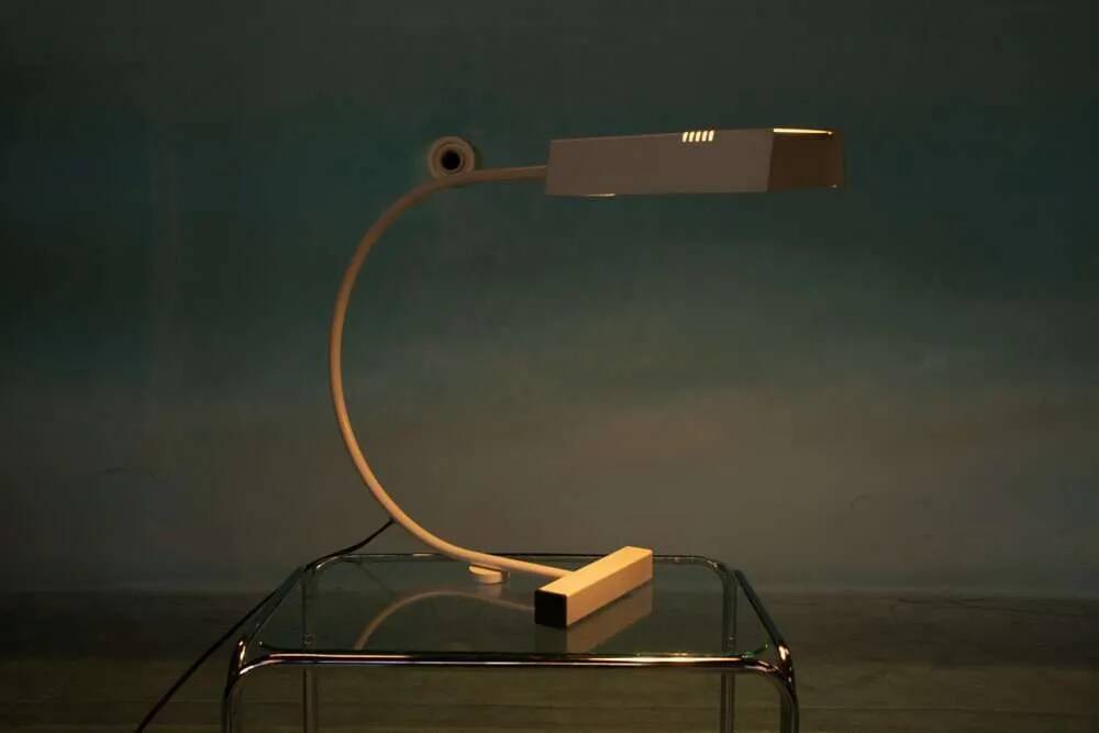 Vintage arc table lamp, 60s/70s Memphis desk lamp.